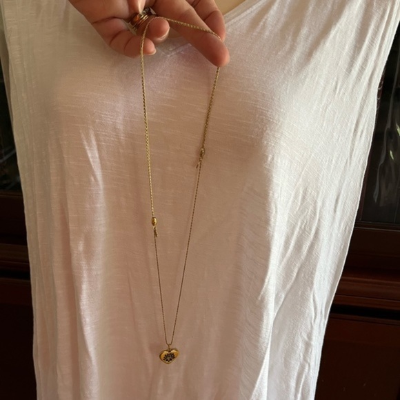 Alex and Ani Lotus Peace Petals Heart Goldtone Adjustable Slide Necklace - Picture 16 of 16